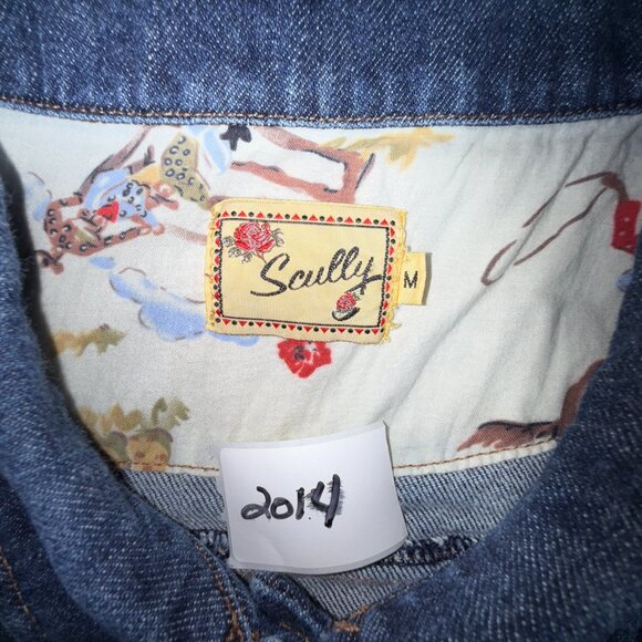 MINT SCULLY M WOMEN BLUE JEAN DENIM WESTERN JACKET Panel Inserts Cowgirl Rodeo - Picture 11 of 12